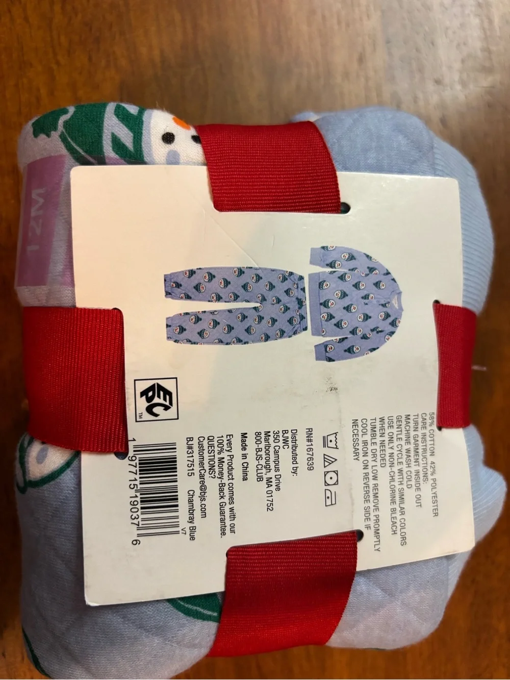 Quilted Holiday Baby 12M Pajama Set - Light Blue Snowman Print